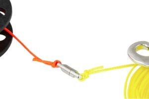 Cívka s rotujícím navijákem a nerez karabinou