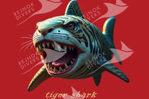 Tričko pánské s potiskem - angry tiger-shark