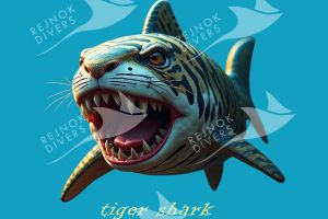 Tričko pánské s potiskem - angry tiger-shark