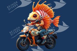 Tričko pánské s potiskem - lionfish biker